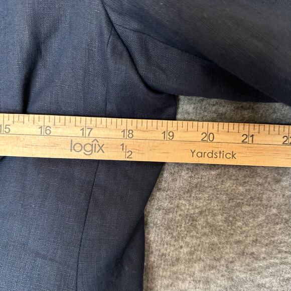 Quince Linen Blazer Womens Small Navy Blue 100% European Linen Structured - Picture 10 of 11